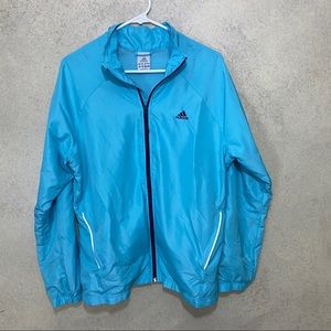 Adidas light blue zip jacket XL